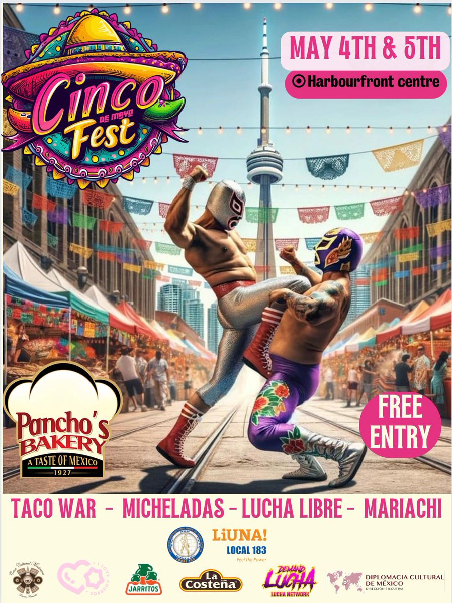 No te pierdas el próximo fin de semana el #CincoDeMayoFest, en donde encontrarás deliciosa comida, presentaciones artísticas y mucho más. ¡La entrada es gratuita! 📅 Sábado 4 y domingo 5 de mayo 🕘12:00 pm - 9:00 pm 📍 Harbourfront Centre, Toronto