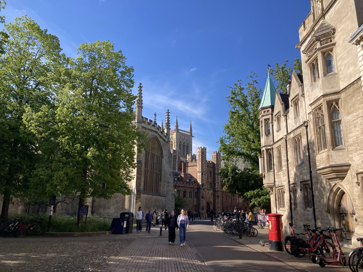 In Cambridge on a sunny eve outside the college for the final evensong of St John’s Voices. Bitter sweet.