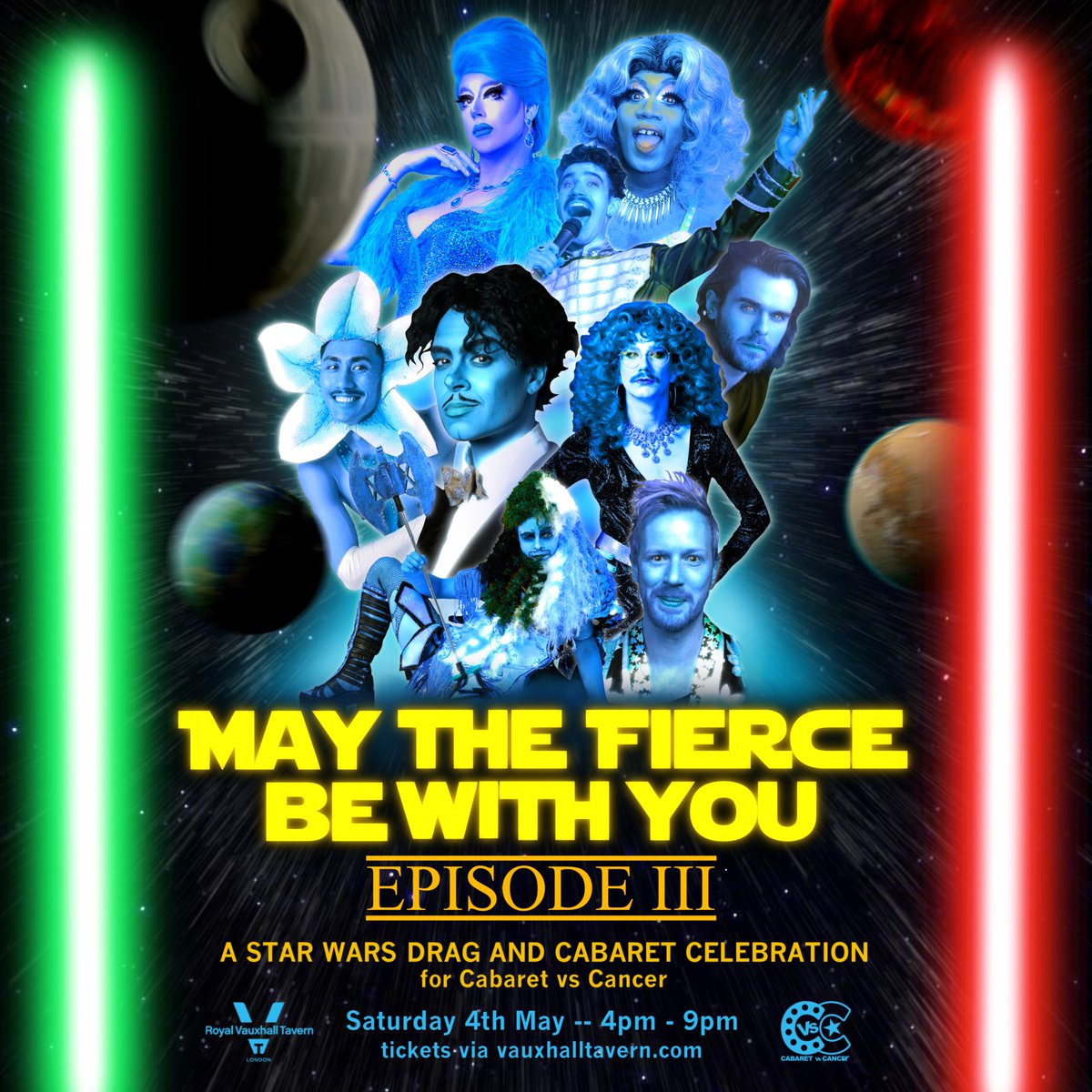 ✨MAY THE FIERCE BE WITH YOU✨ A drag & cabaret celebration of Star Wars - raising funds at @thervt for @cabaretVScancer The laughter will be strong with this one! 📅 Sat 4 May 🕓 4 - 9pm 🎫 £12 - bit.ly/3UmjIZg #starwars #may4thbewithyou #lgbt #charity #london