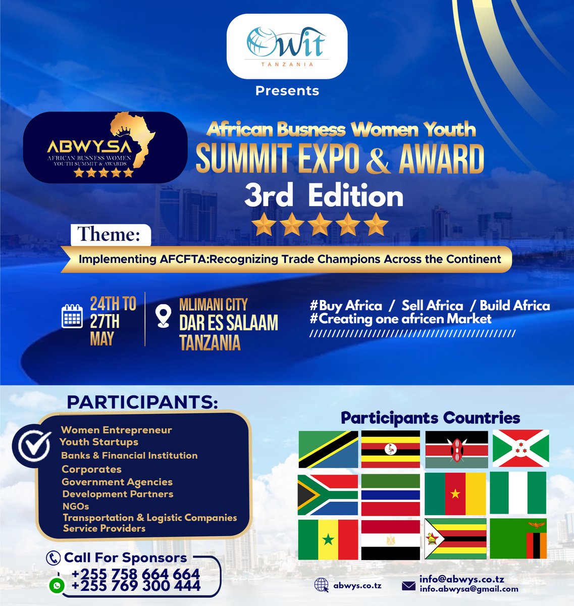 Join us at the AFCFTA to Recognizing Trade Champions Across the Continent! Participants include Women Entrepreneurs, Youth Startups, Banks, Corporations, Government Agencies, NGOs, and more. Let's #BuildAfrica.