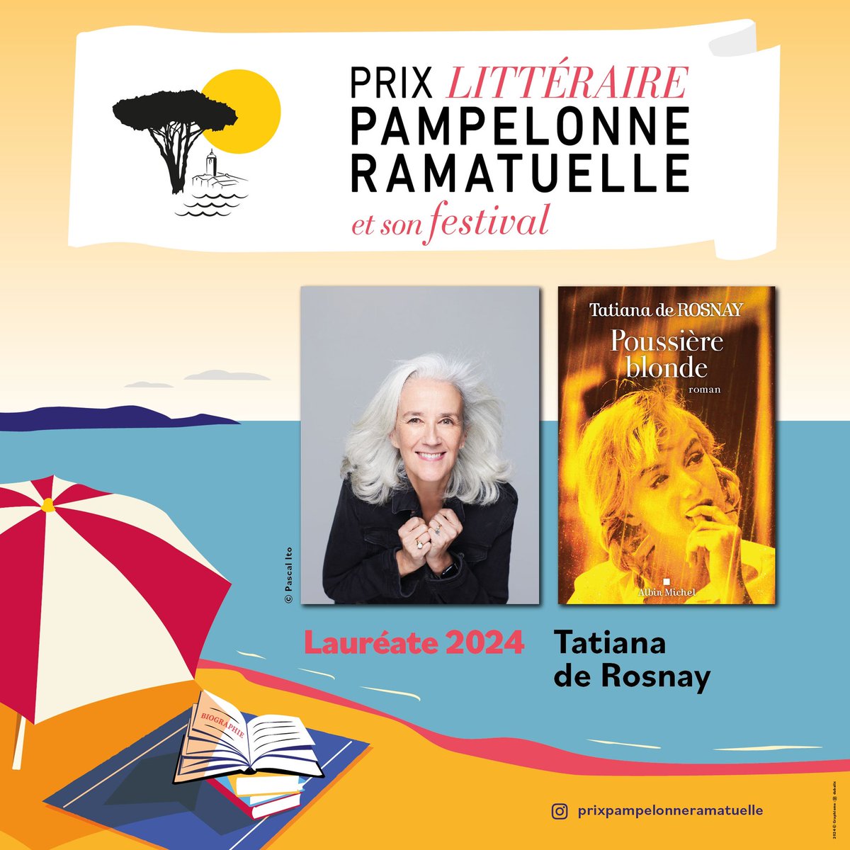🎉📖 Félicitations à @tatianaderosnay, lauréate du #PrixPampelonneRamatuelle2024 pour son roman 'Poussière blonde', disponible en librairie ! 📚🥰 #AlbinMichel
