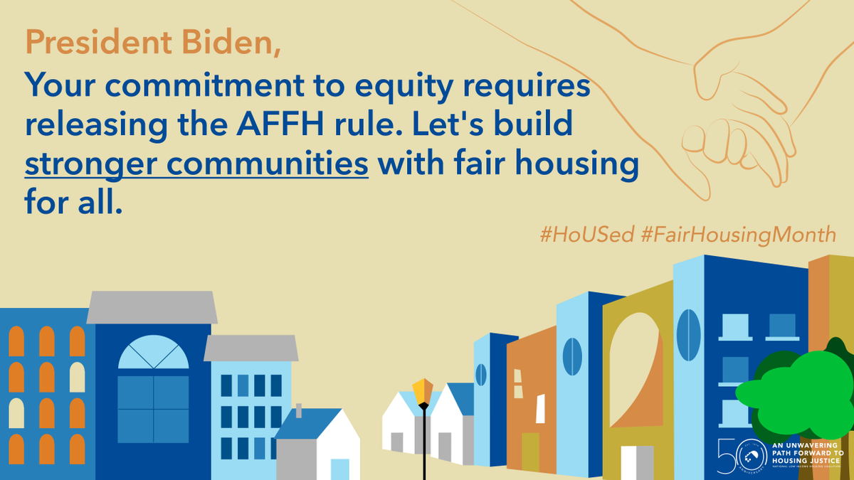 President Biden, your commitment to equity requires releasing the AFFH rule. Let's build stronger communities with fair housing for all. #HoUSed #FairHousingMonth