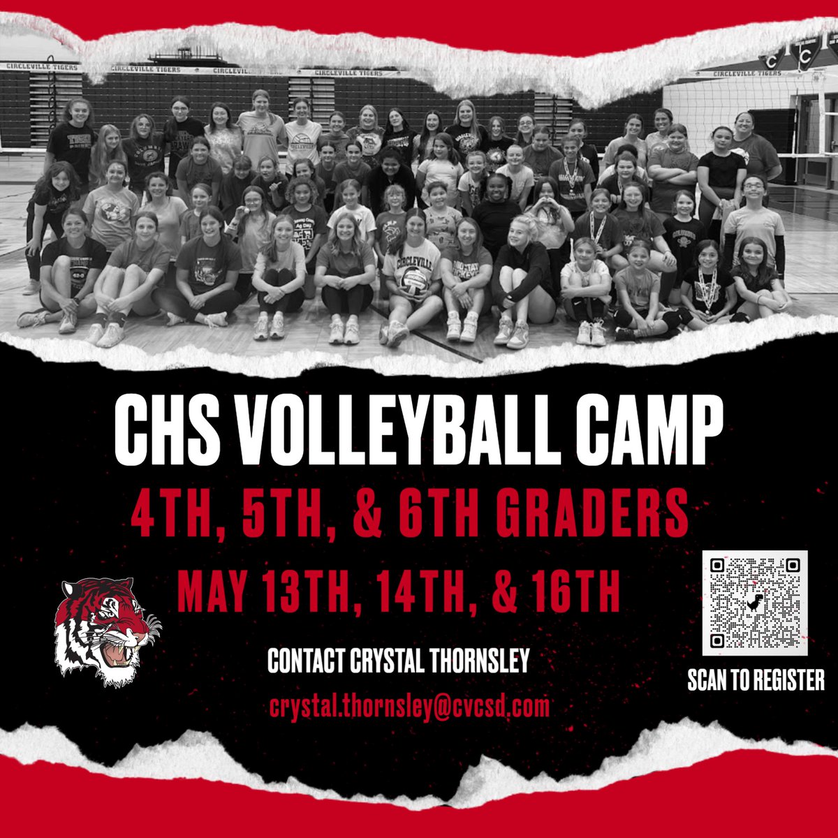 We would like to invite any incoming 4th, 5th, or 6th grade girl interested in learning about volleyball to our camp on May 13th, 14th, and 16th. Please click on the link provided to register! forms.gle/ojbaM8vdC8KYni…