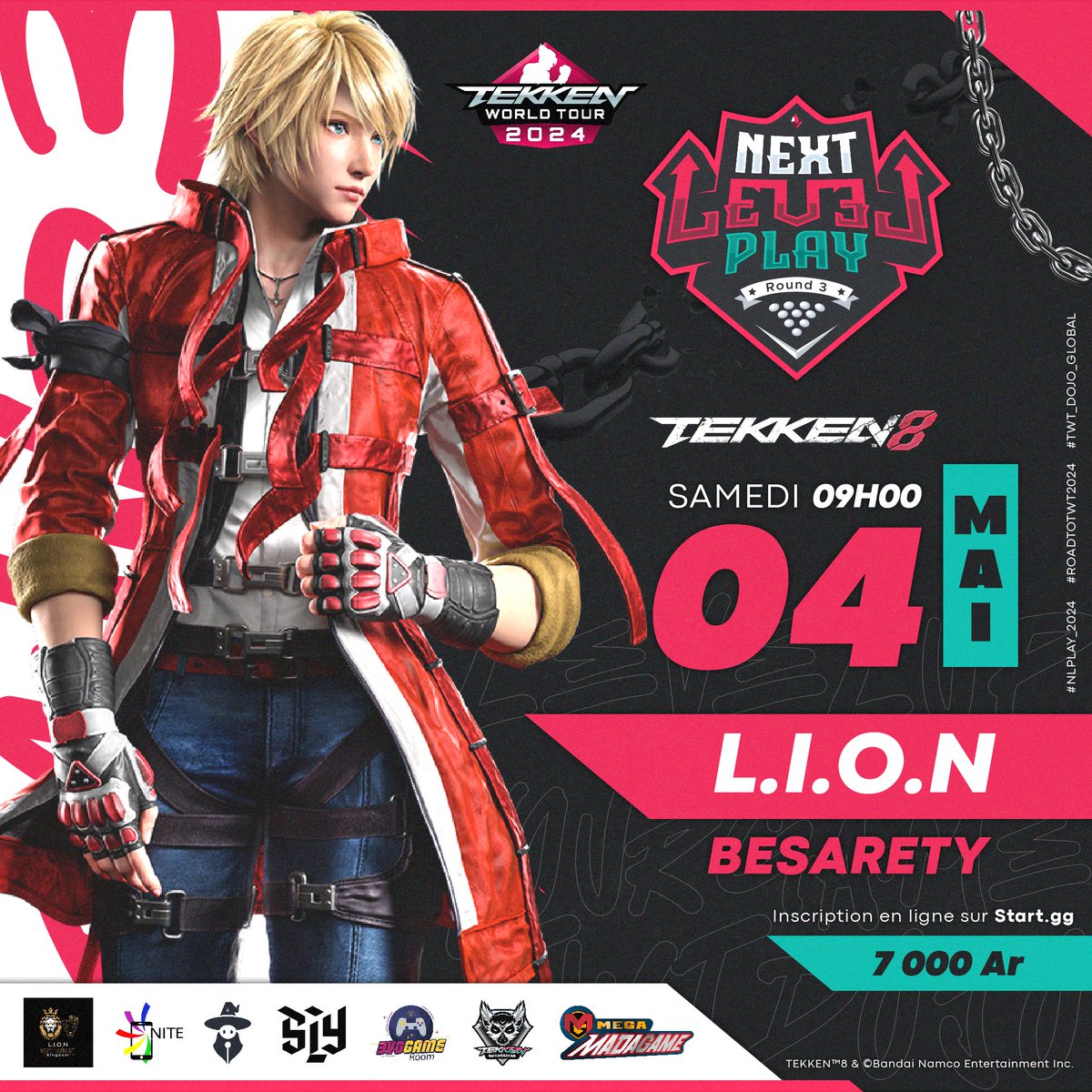 Get Ready for the 𝐍𝐄𝐗𝐓 𝐋𝐄𝐕𝐄𝐋 𝐏𝐋𝐀𝐘 Round 3 ! #Level_Up_Your_Game 
The 2nd #TWT2024 Dojo Event in Madagascar ! 

Prove yourself that you're at the top level ! All details and registration here 👇 
start.gg/tournament/the…
Let's Go !  

#Tekken8 #madagascar_ranking