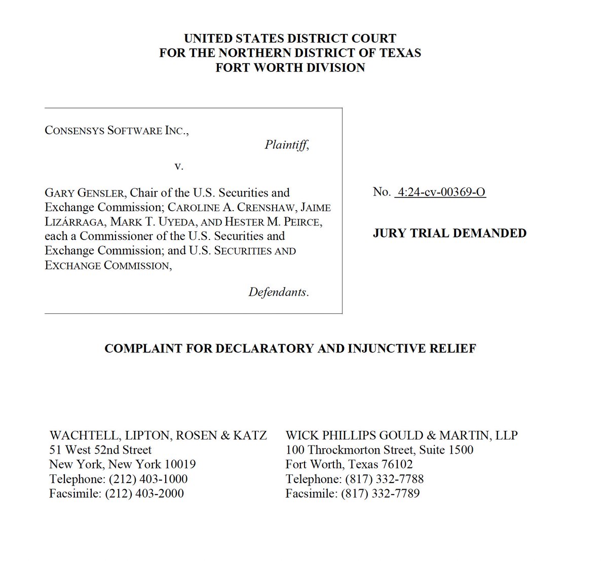 Just read the formal Consensys filing against the SEC. It could not be more clear. Under Gensler's leadership the SEC has been on a multi-year crusade to misrepresent Ethereum as a security. They don't care about the law. They don't care the facts. They don't care about the