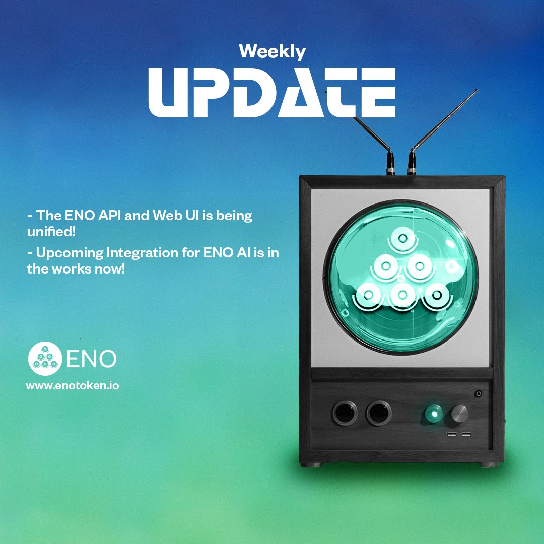 Another week, another exciting update from #ENO!

🔹 The ENO API and Web UI is being unified!
🔹 Upcoming Integration for ENO AI is in the works now!

Stay tuned as we have even bigger updates coming very soon. ⌛️