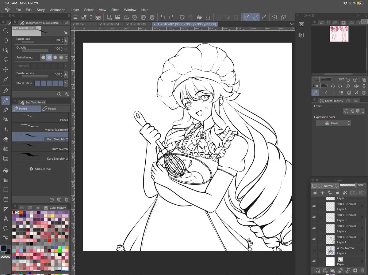 Working on a submission for a genshin fanart contest - pretty happy with how the linear turned out so far
