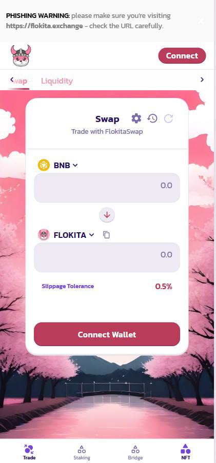 Hello #Flokita Fam 💕💕💕💕💕💕
Our swap is live now. No region restrictions/Sanctions are applied. Feel free to swap any token on BSC using our Swap or Add Liquidity.

More added features coming to our swap stay up to date! 

Swap : flokita.exchange