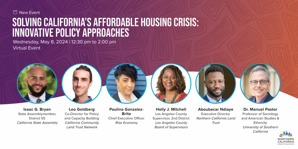 New Event 🏡 | Moderated by Dr. Manuel Pastor, funders will learn how these campaigns could generate significant resources and #data to address the state's affordable #HousingCrisis, stabilize neighborhoods, and build #ClimateResilience. ncg.org/events/solving…