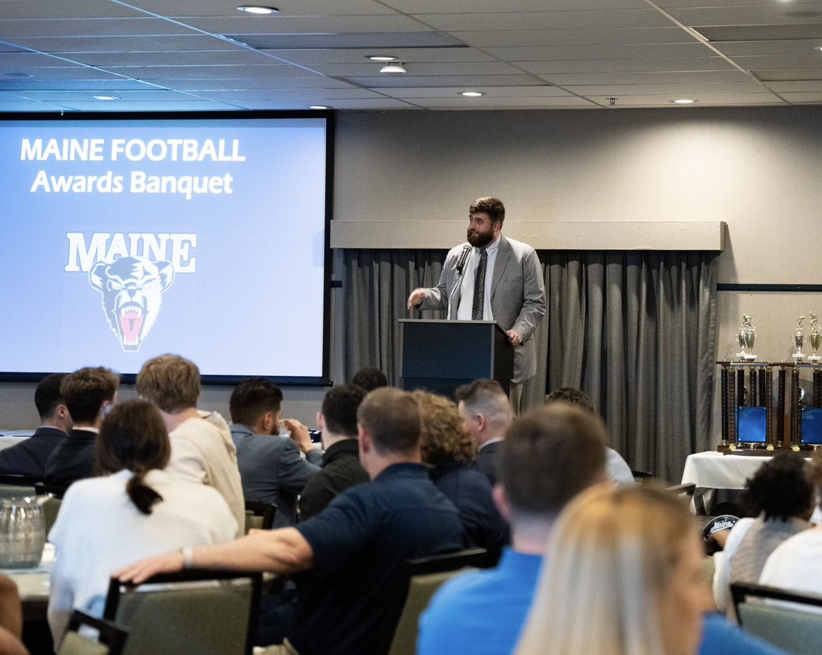 Last weekend, I was given the honor of hosting the Maine Football Awards Banquet. I was also humbled to recieve the 2024 ‘Spirit and Dedication’ award. It was an incredible way to cap off my Maine Football career. Playing for @BlackBearsFB is the best decision I’ve ever made.…