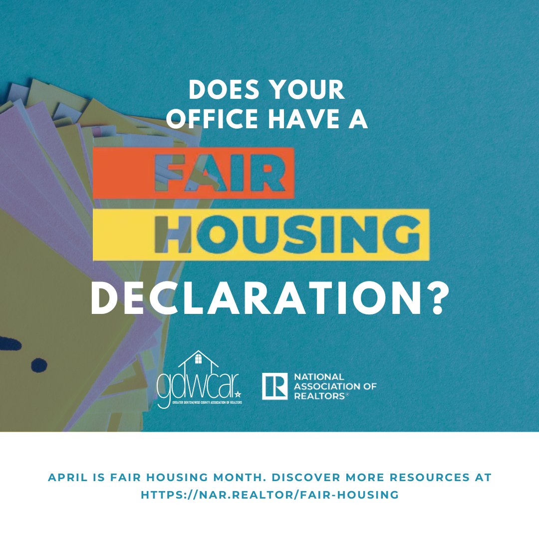 Does your office have a #FairHousing Declaration? 🤔 Get yours at: nar.realtor/fair-housing/f…

#FairHousingMonth #NAR