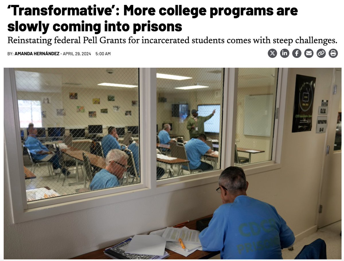 More than 750,000 incarcerated students could potentially become eligible for Pell Grants. But just one new program eligible for the federal financial aid grant has gotten off the ground, @amandavhernan reports. stateline.org/2024/04/29/tra…