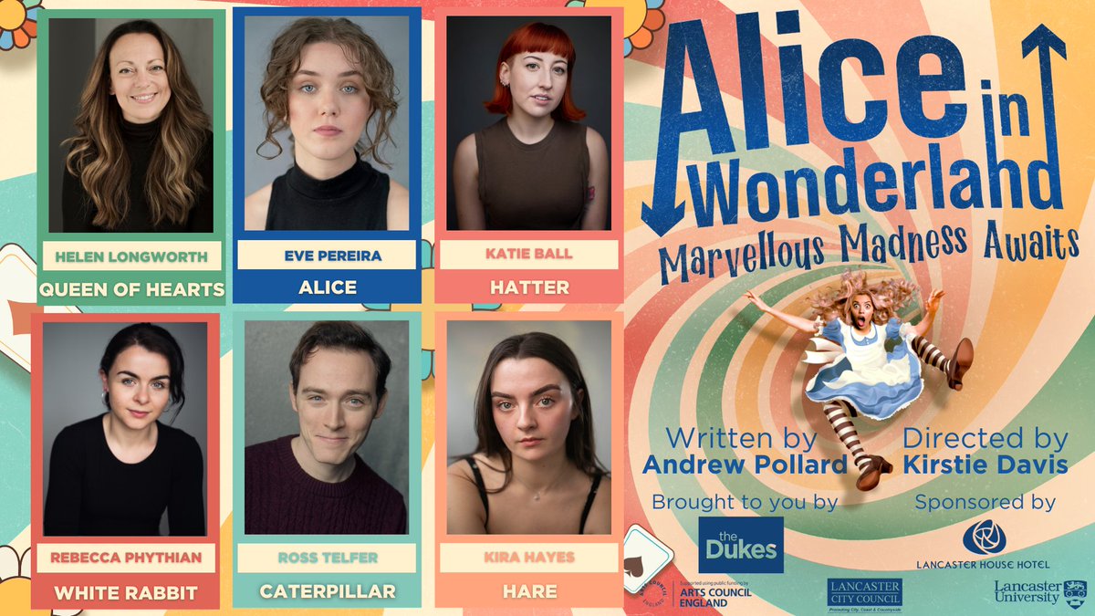TheDukesTheatre's tweet photo. Announcing our wonderful cast for ALICE IN WONDERLAND 🍄♥️🐛🌸🐇 
We cannot wait to start rehearsals and get working on this absolutely bonkers mad-cap family adventure!

📆 19th July - 25th August
🎟️ https://t.co/X4siKg7NGv https://t.co/Whae3108qz
