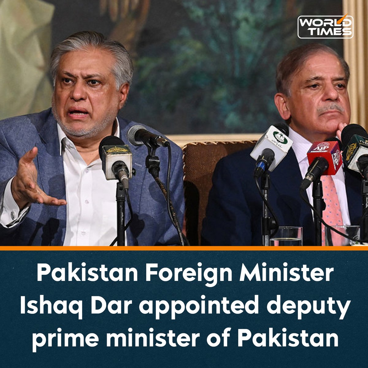 #Pakistan’s Foreign Minister Ishaq Dar appointed as deputy PM with ‘immediate effect’ #WorldNews Image Courtesy : @WorldTimesWT