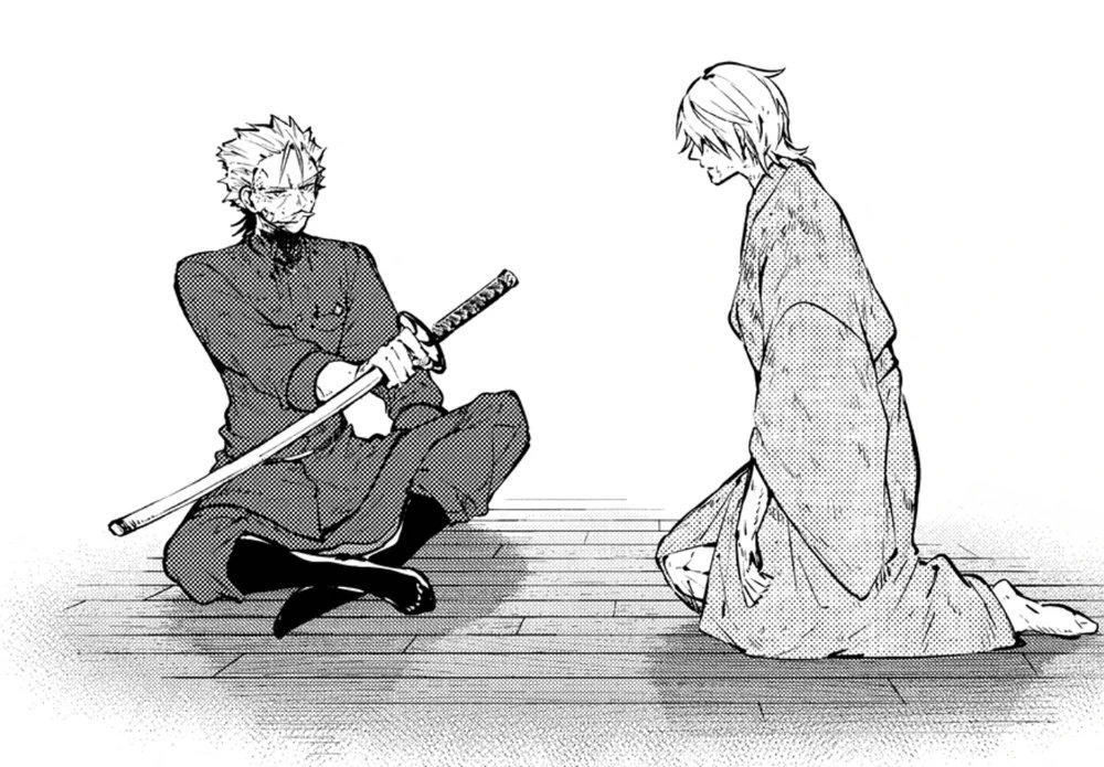 fukufuku makes me cry man its friends to lovers to 'enemies' but fukuchi never hated fukuzawa it was all an act and fukuchi genuinely thought of fukuzawa as his best friend even after he didnt wanna go to war with him he was manipulated by that stinky shoelace i love them so much