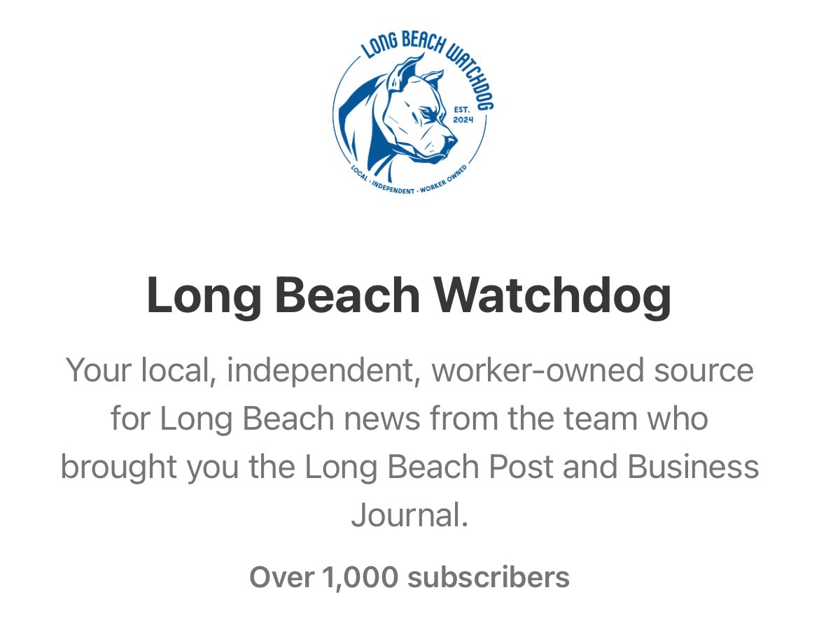 5 weeks ago the LB Post laid off 9 employees, decimating the largest local, independent newsroom in a city of 500k So members of the @LBMGuild started our own publication, the Long Beach Watchdog! You can read & subscribe here! lbwatchdog.com