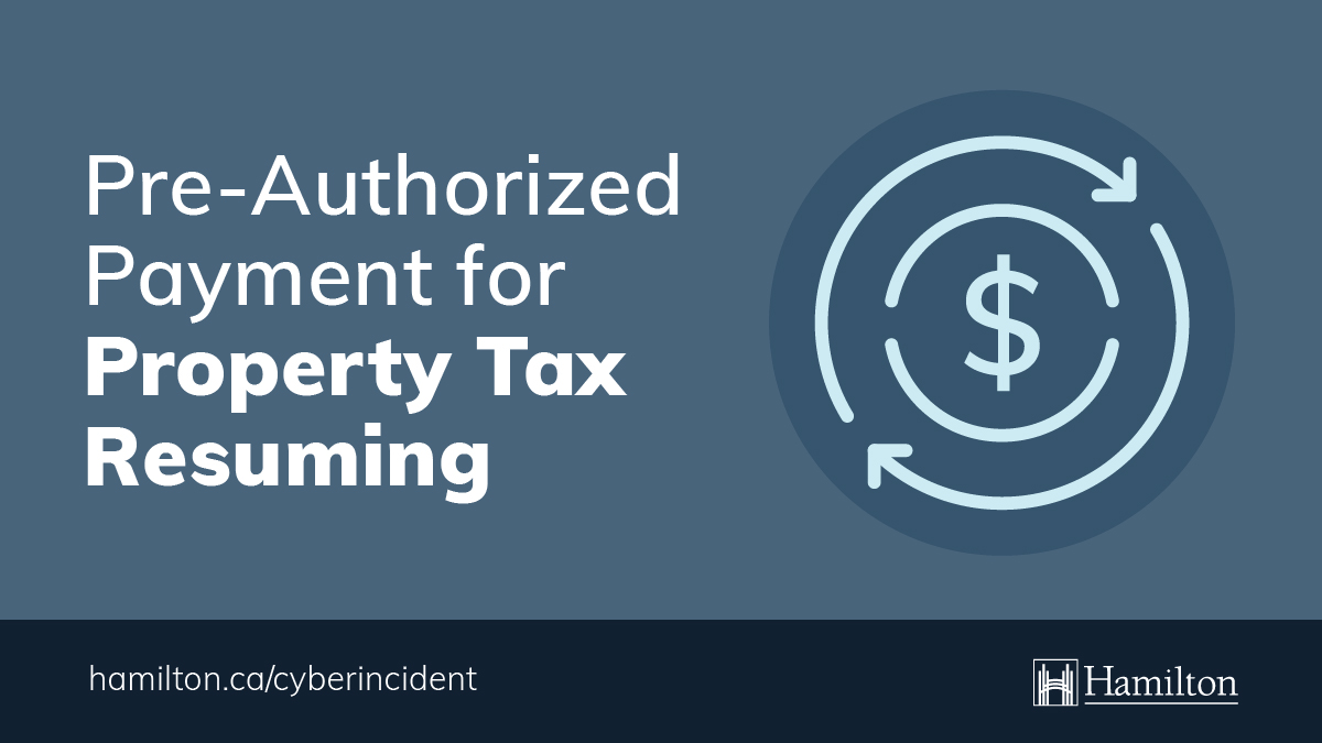 Reminder: automatic property tax withdrawals for taxpayers on Pre-Authorized Payment (PAP) plans will occur this week. Learn more and see the updated schedules for the five payment plans at: hamilton.ca/city-council/c… #HamOnt