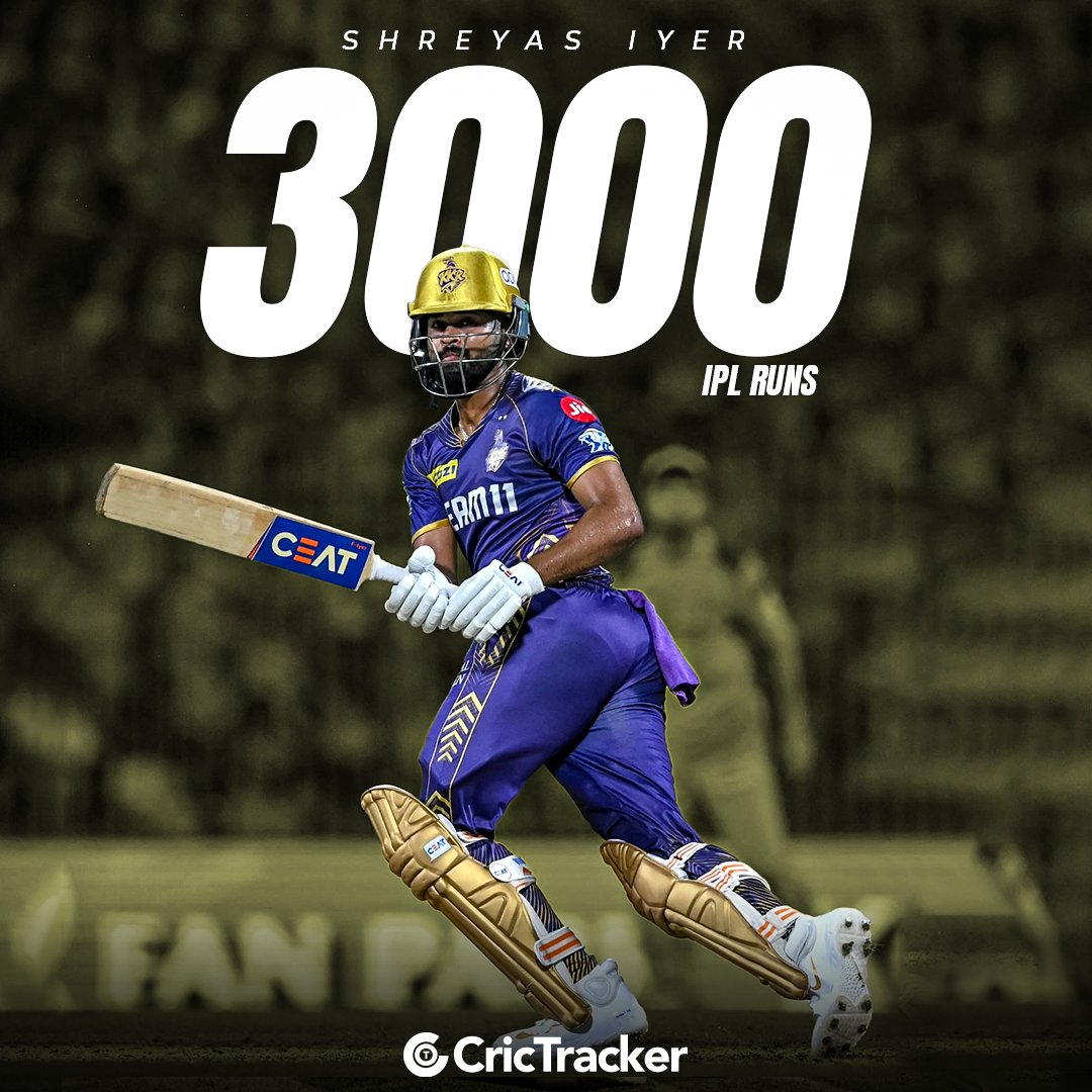 3️⃣0️⃣0️⃣0️⃣ runs and counting.

Shreyas Iyer cruises into the 3000 run club in IPL in style