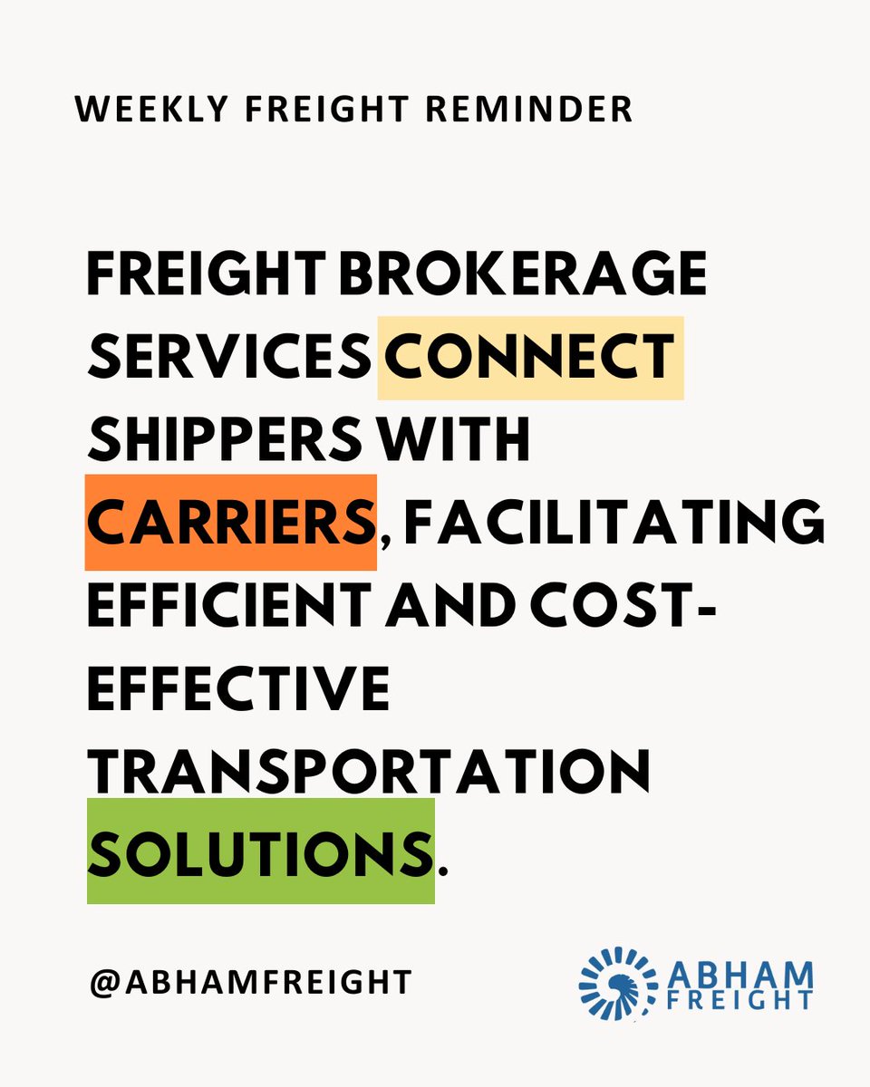 Bridging the gap between shippers and carriers for seamless freight movement worldwide! 🌐🚛 

#FreightBrokerage #LogisticsSolutions