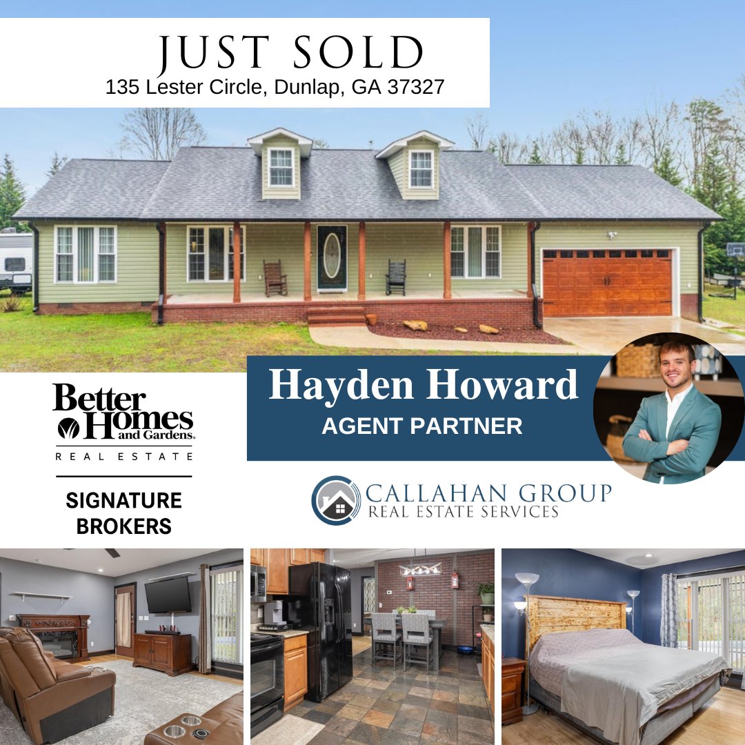 Just Sold! Cheers to Hayden for another successful sale in Dunlap! Thank you to our wonderful clients for choosing us to help with your real estate goals.🏘️🔑  

 #JustSold #selling #realtor #realestateagent #realestate #chattanooga #homes #TheCallahanGroup #buying