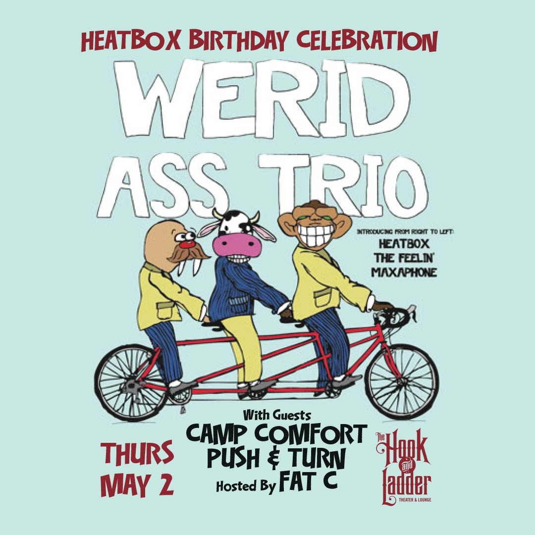 ***WIN TIX*** to Heatbox Bday Celebration w/ Werid Ass Trio (Heatbox, Maxaphone, Nicholas David), Camp Comfort, Push & Turn, & Fat C on Thurs May 2 @TheHookMpls

ENTER HERE ->> eb.toneden.io/nobool-present…

@HeatboxLLC @PushTurn #thehookmpls #mpls #mnmusic #heatbox #funk #jam #comedy