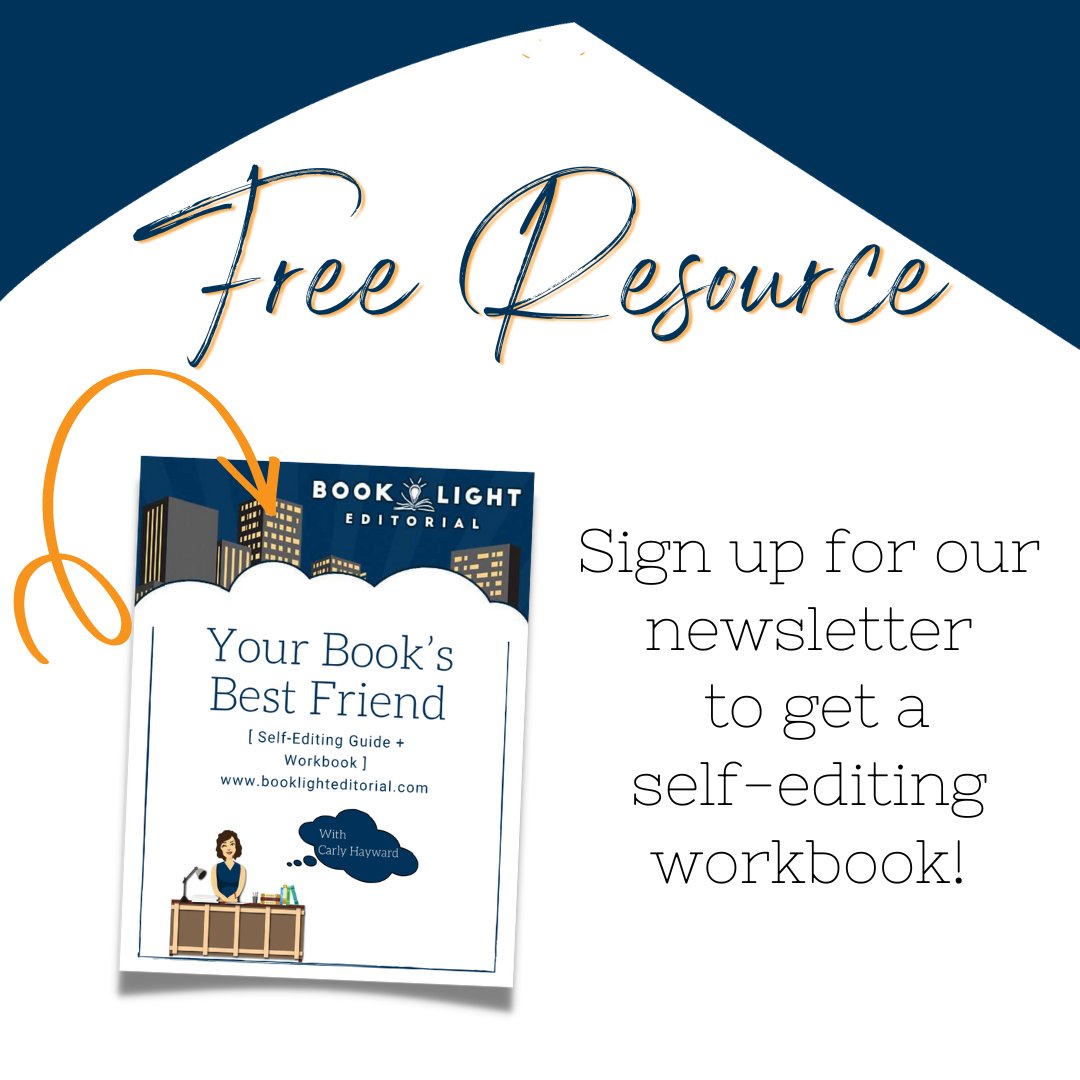 When you sign up for our newsletter, you get a FREE self-editing workbook and editing tip bookmarks!

#WritingCommunity #EditingTips