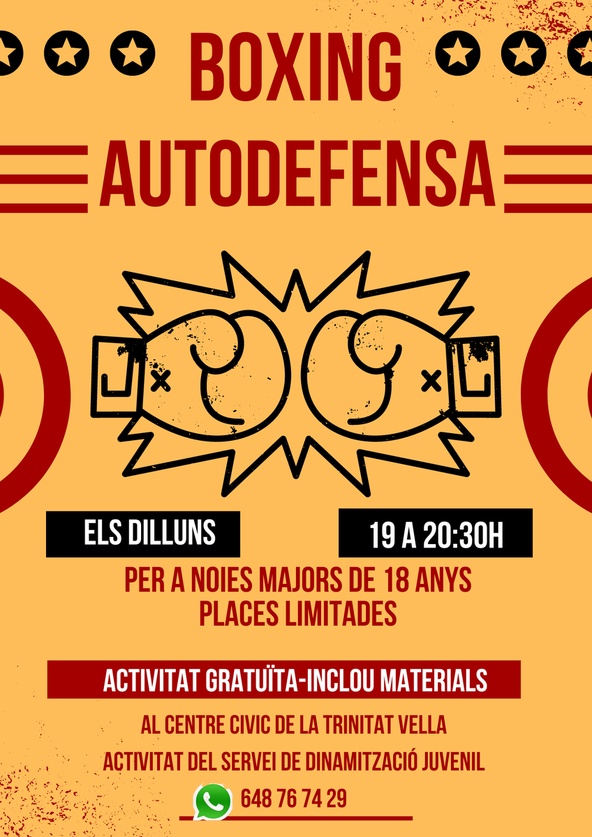 SdjFranja's tweet photo. Tenim places pels cursos d'autodefensa no mixta!! Els dilluns a la #trinitatvella son pur 🔥🥊💜 https://t.co/b1MyLzvOV1