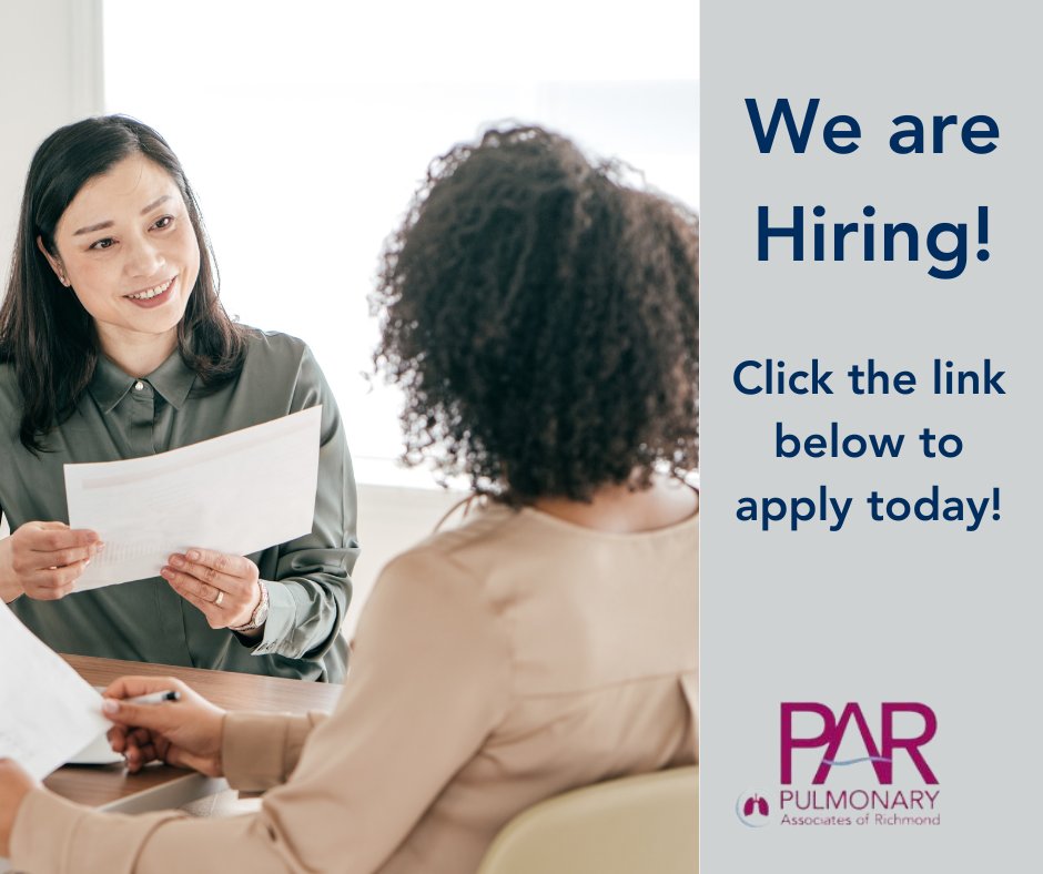 PAR is hiring! Open positions include: Medical Assistant Floater, Medical Assistant/Front Desk Floater, Day and Night Sleep Techs, Patient Care Representative. Apply now! bit.ly/3M5kDZz

#WeAreHiring #Hiring #JoinOurTeam #SleepTech #MedicalAssistant #PCR #HealthcareJobs