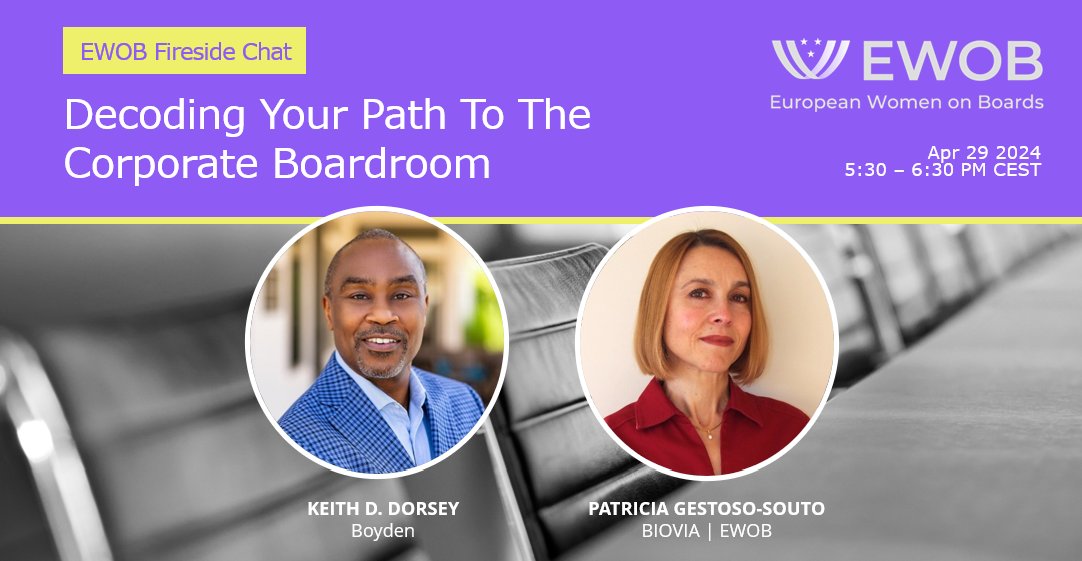 Apr 29: #Boyden's Dr. Keith D. Dorsey joins as speaker at @EWOB_ Member Event, 'Decoding Your Path To The Corporate Boardroom'. Learn more here >> boyden.com/event/boydens-…

#WomenInLeadership #Governance #CorporateBoards #WomenOnBoards