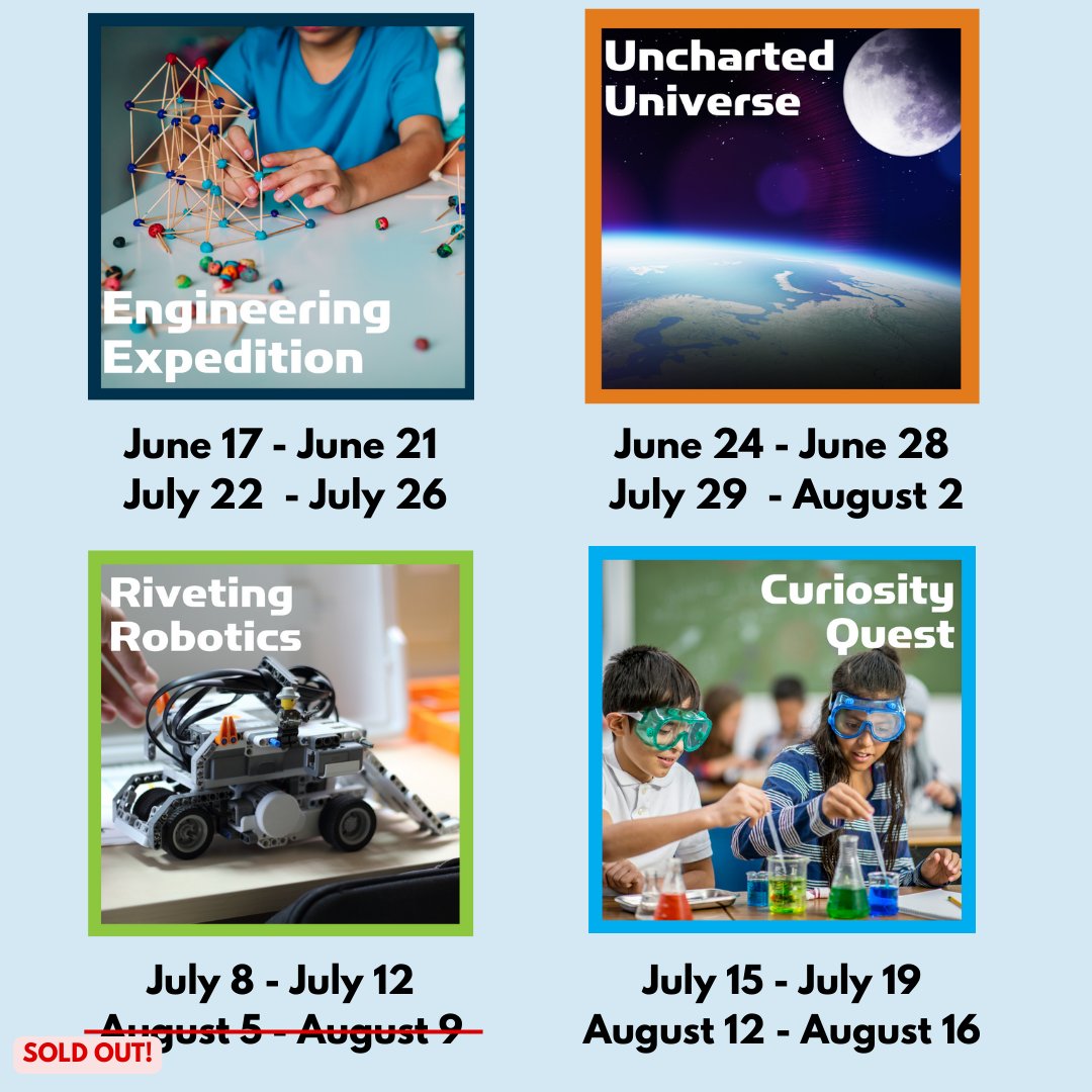 Camps are starting to sell out! Register for a summer of STEM fun now! ☀️ childsci.org/camps