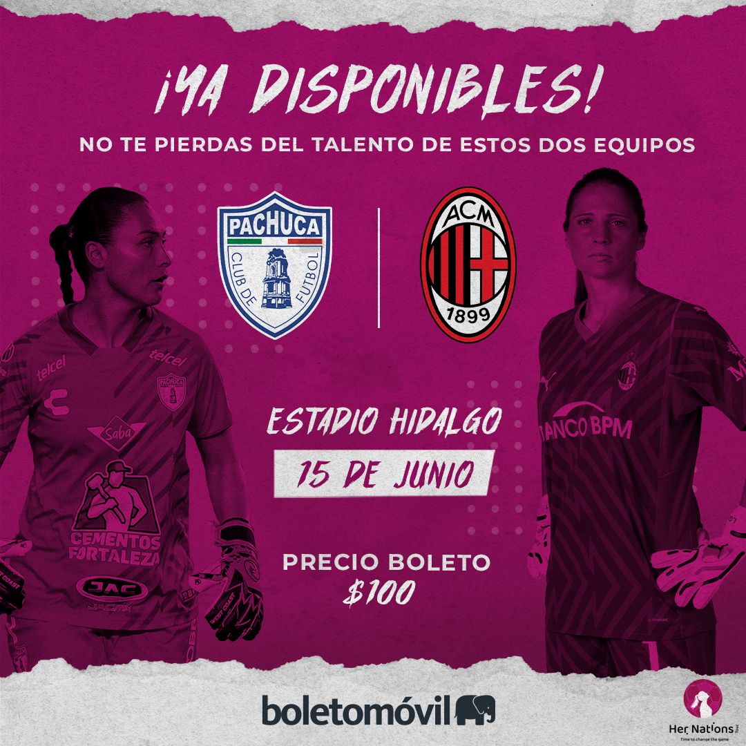 🎟️ | YA ESTÁN DISPONIBLES!!! 
¡No te pierdas el talento del AC Milan y las Tuzas en el 🏟️ Hidalgo! ¡Es tiempo de cambiar el juego, es tiempo de que vayas por tus boletos! 

🎫 De venta en @boletomovil:
🌐 boletomovil.com/evento/amistos…

#HerNationsTour #VamosLasTuzas💜