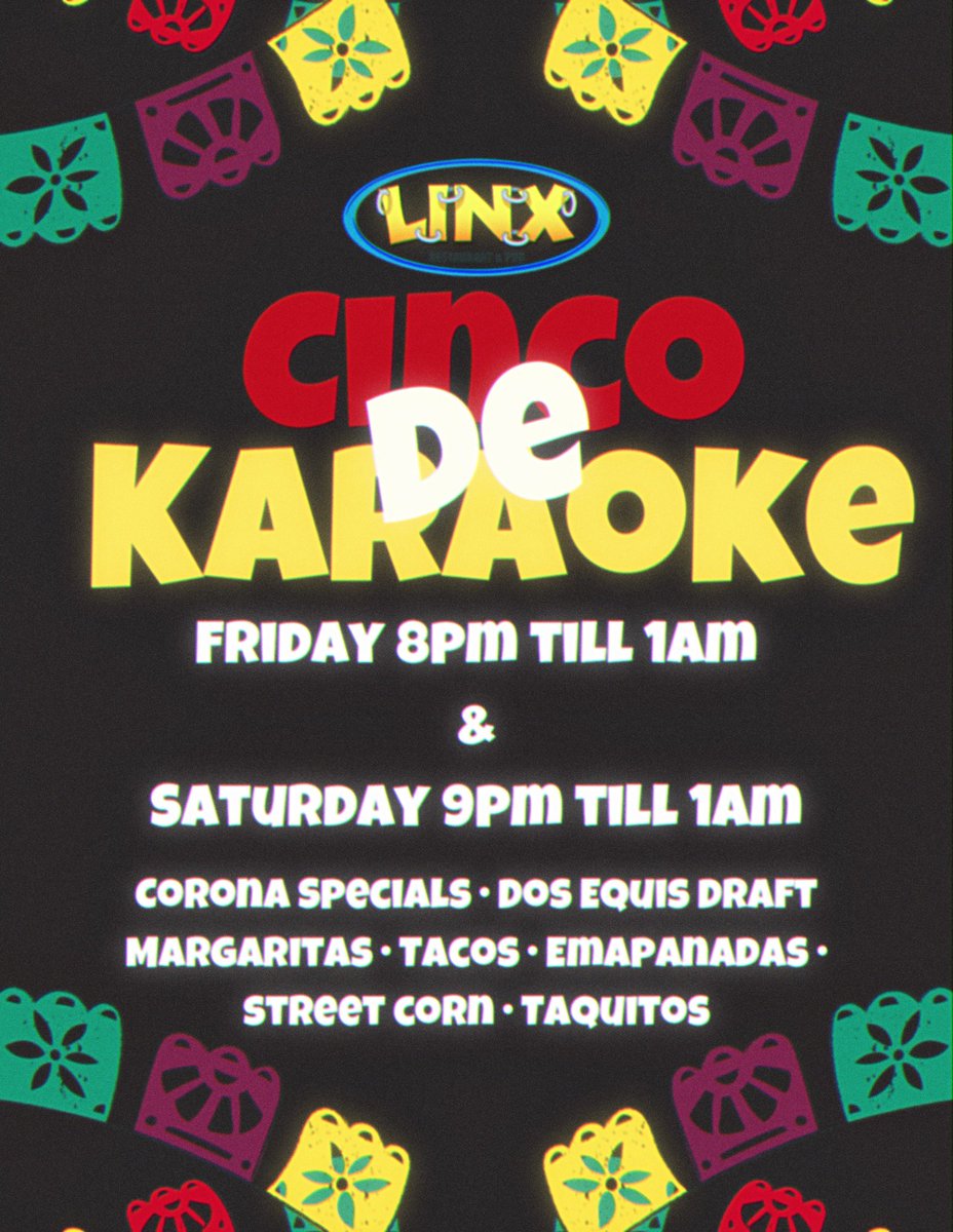 Karaoke PARTY this weekend!!! 
Open 4pm TONIGHT •  Breakfast Served Daily • Book Your Next Party with US 484-232-9366 #cateredlunch #patiodining #eatout #patio #eat #eatdrinksing #burger #Linx #AllentownPa #acrossthestreetfromdorney #lehighvalley #wings