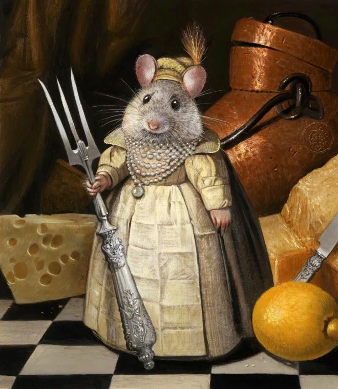 Penelope was proud of her family motto: Walk softly and carry a big fork. art by Bill Mayers #bookchatweekly