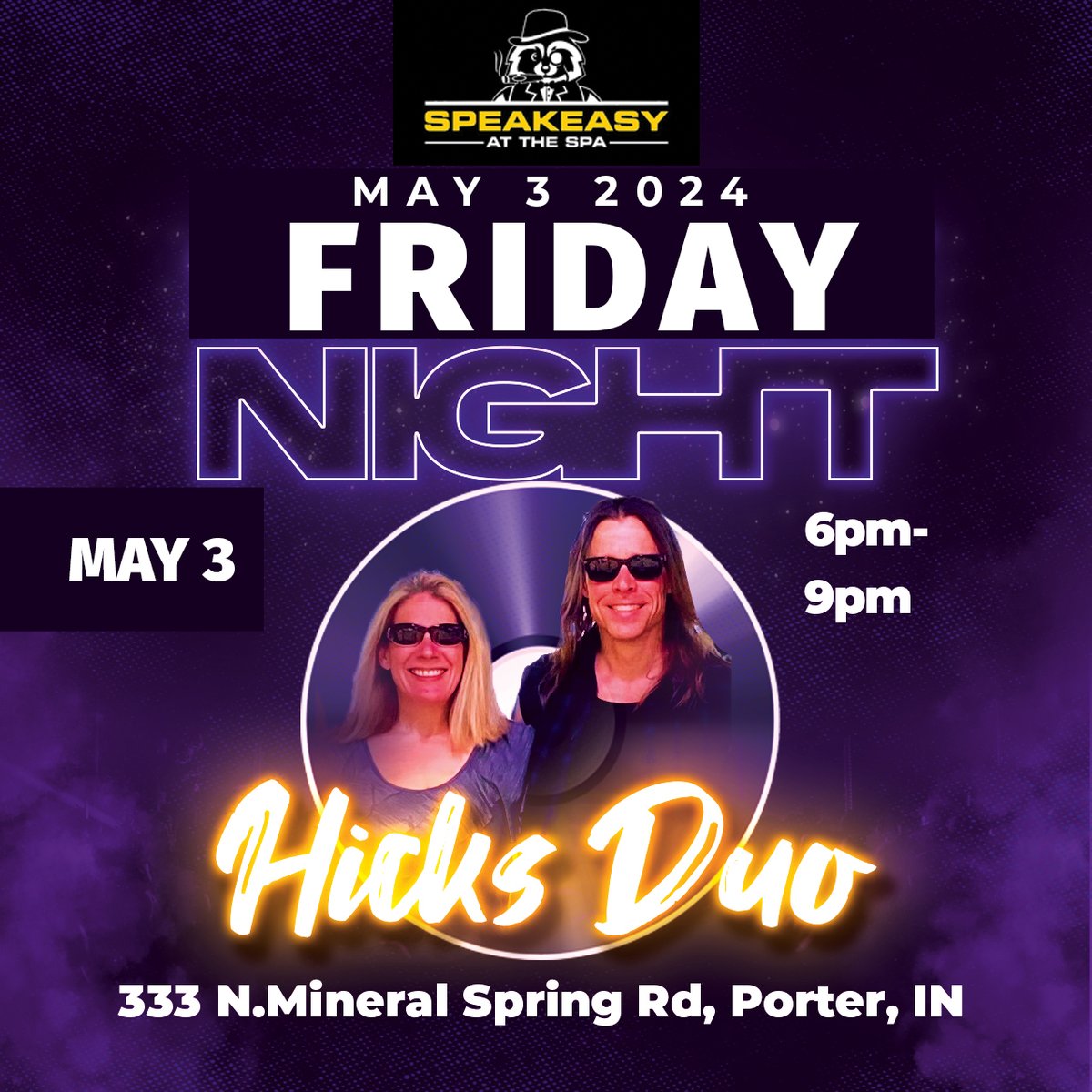 Join us for live music by #HicksDuo at #SpeakeasyattheSpa this Friday Night from 6 pm to 9 pm! 🎶 Don't miss out on the perfect start to your weekend!
.
.
.
.
#LiveMusic #FridayNightVibes #entertainment #musicevents #concertnight #LiveMusicExperience #porterindiana #Indiana