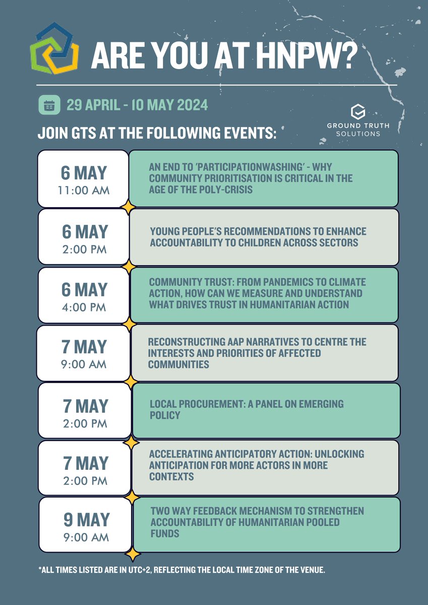 Ground Truth Solutions (@groundtruthsol) on Twitter photo GTS at #HNPW2024! Here's a snapshot of different sessions GTS will be hosting and participating in, make sure you don’t miss us! Check the program and register here: tinyurl.com/5b6z8jsr GTS at #HNPW2024! Here's a snapshot of different sessions GTS will be hosting and participating in, make sure you don’t miss us! Check the program and register here: tinyurl.com/5b6z8jsr