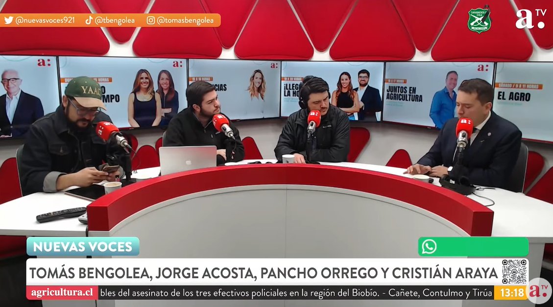 AL AIRE📻 Partimos este #Lunes junto a nuestro panel de actualidad: @PanchoOrregoG, @DocJorgeAcosta y el Diputado @cristian_arayal. Sigue la conversación en: youtube.com/watch?v=xyNUvG… @AgriculturaFM 📲@tomasbengolea