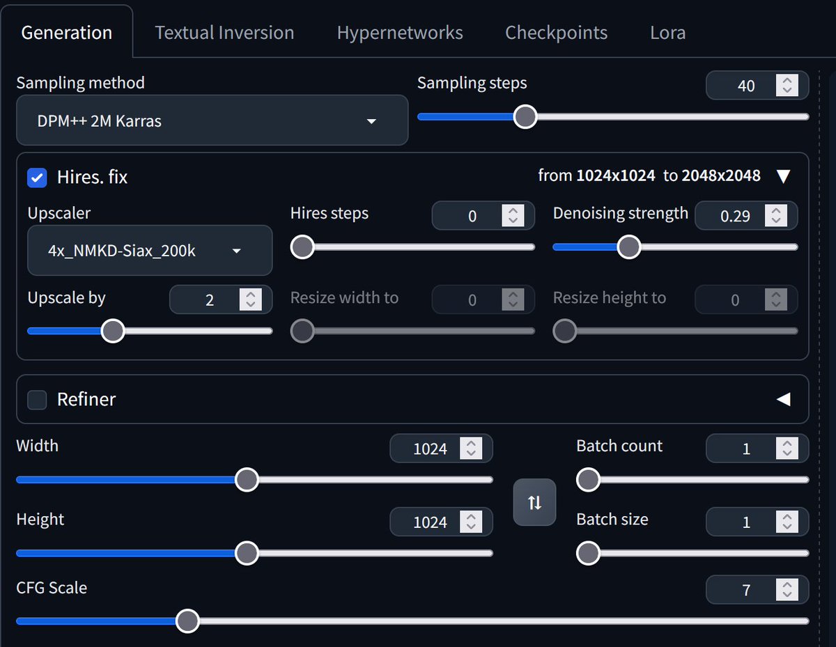 @thecackleman Automatic1111 (Forge) Get an image you like. Recycle the seed.  Then click Hires.fix use Denoising Strength .25-32, and select 4x_NMKD-Siax_200k.  Try that out!   This is not a closed source UI bro. Make sure to tag us when you drop beautiful images. :)