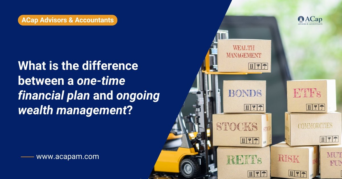 A one-time #financialplan offers insights, but it's just the start. Enter ongoing #wealthmanagement: we craft the plan and handle implementation, freeing you from the hassle. Reach out to #ACap Advisors & Accountants for ongoing wealth management services.
hubs.la/Q02vkgcv0