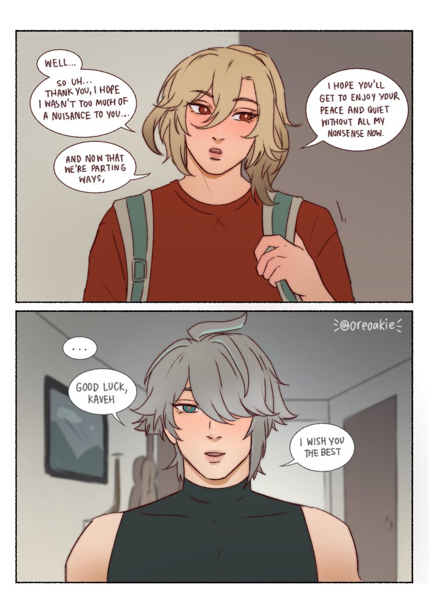 oreoakie's tweet image. Moving out 🏠
Shouldn’t let him go huh, Alhaitham? 🤔
More pages up on my patre0n!
#Haikaveh #アルカヴェ