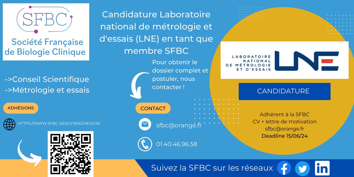 Candidature à envoyer sur sfbc@orange.fr