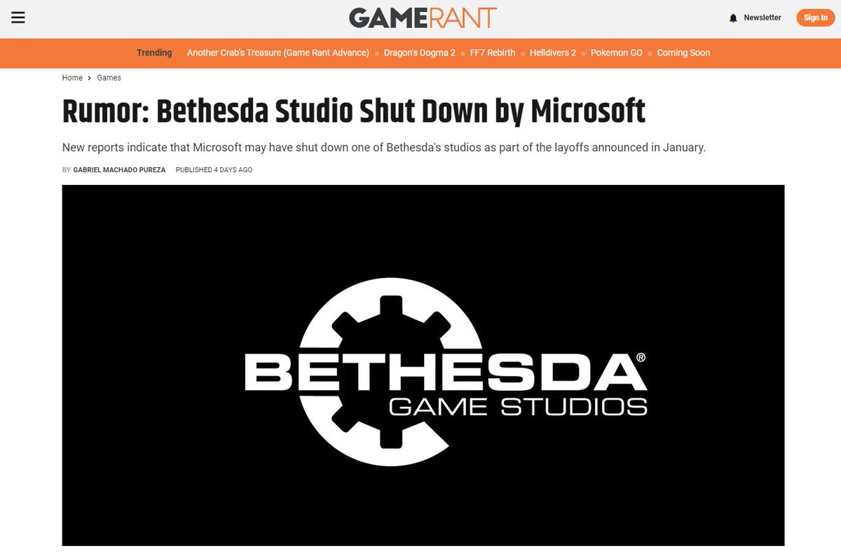 Microsoft may have shut down Bethesda France as part of layoffs that were announced in January. Bethesda France has 15 employees, according to Insider Gamer.