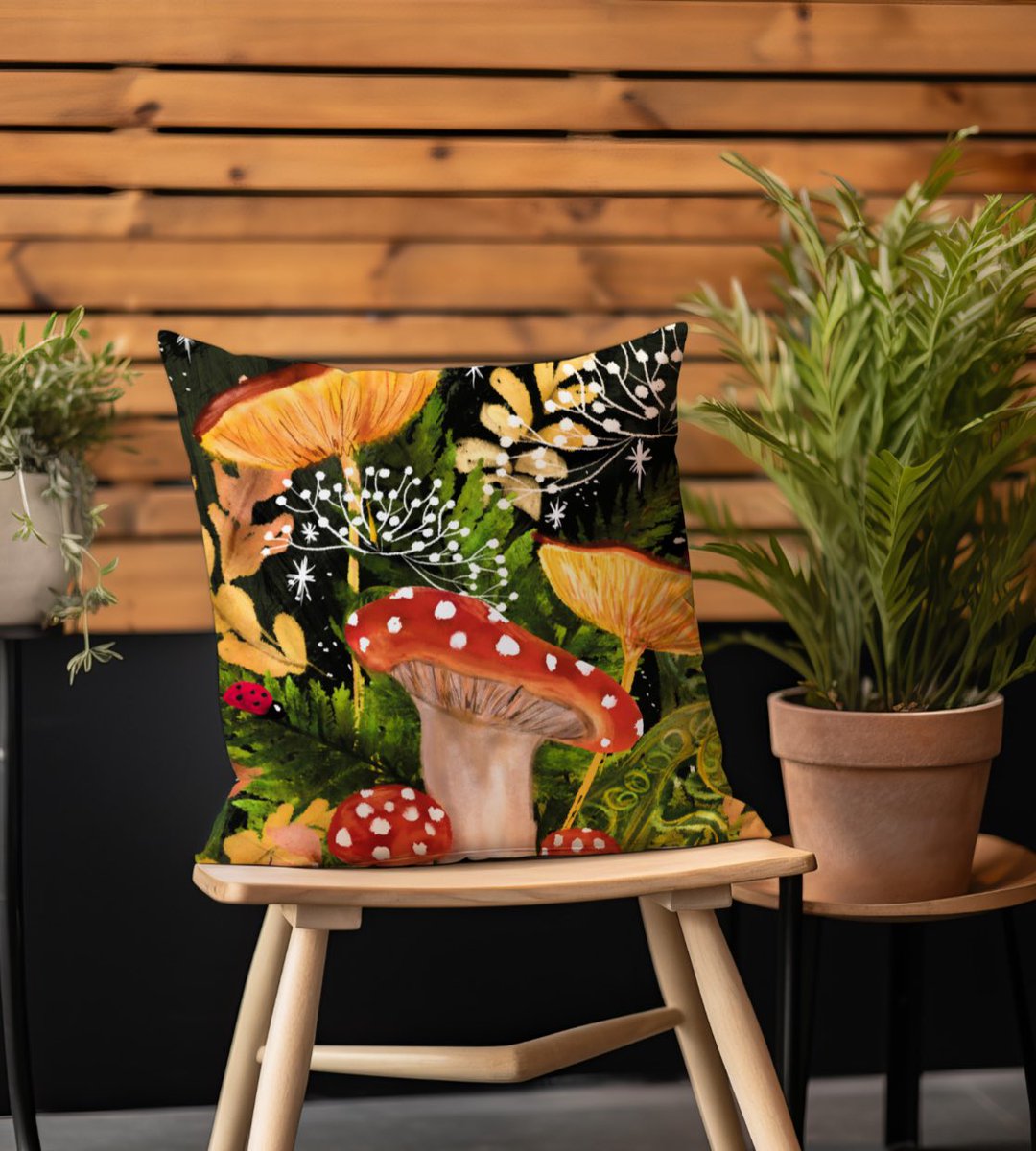 Magical Mushrooms illustration 
Cushions - Printed in 🇬🇧 UK
#artlicensing