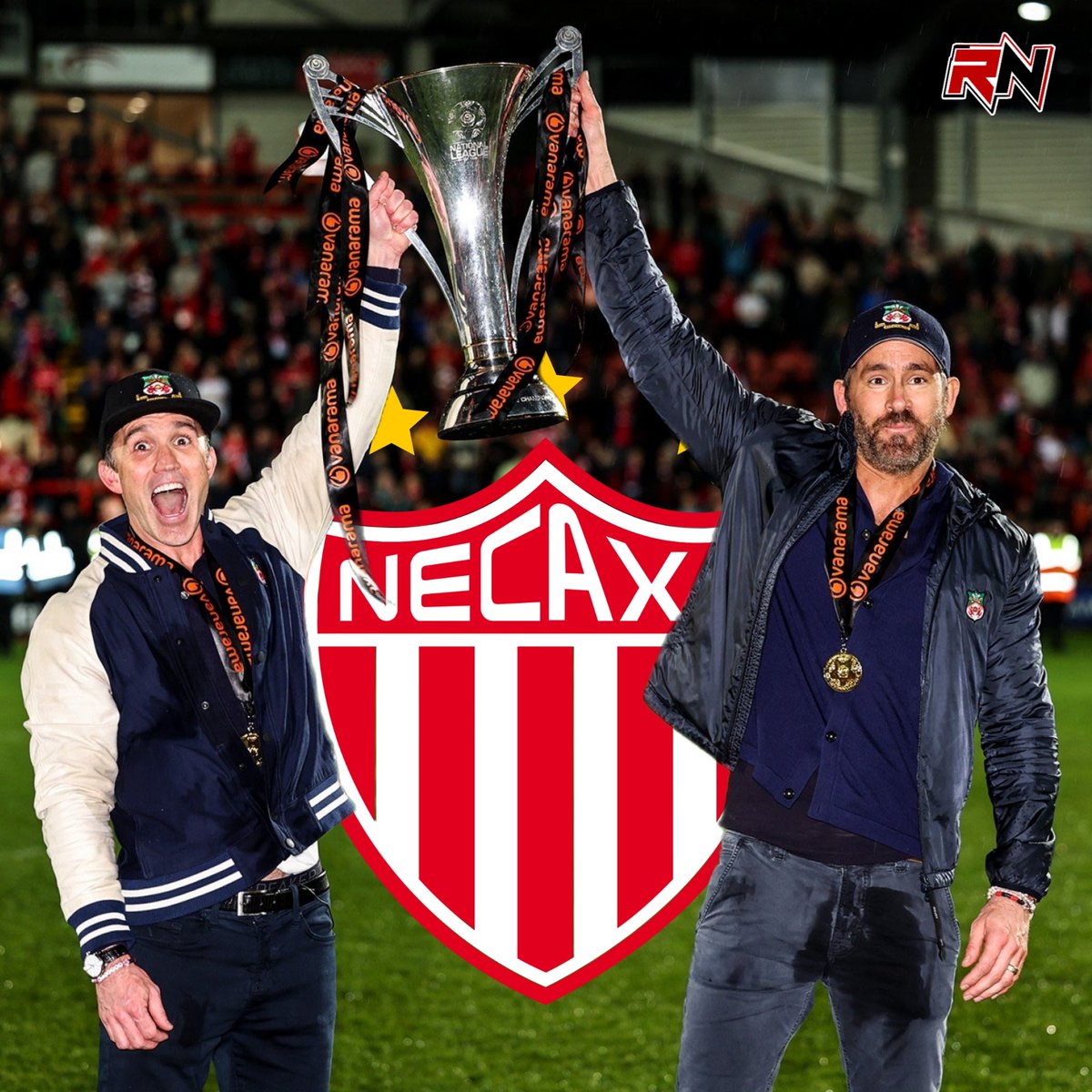 BOMBAZO EN LIGA MX💣

Los actores Ryan Reynolds y Rob McElhenney dueños del equipo del Wrexham han adquirido acciones del Necaxa🇦🇹.

Los actores han llevado a ser Campeón al Wrexham y ahora buscarán posicionar a los Rayos🥵.