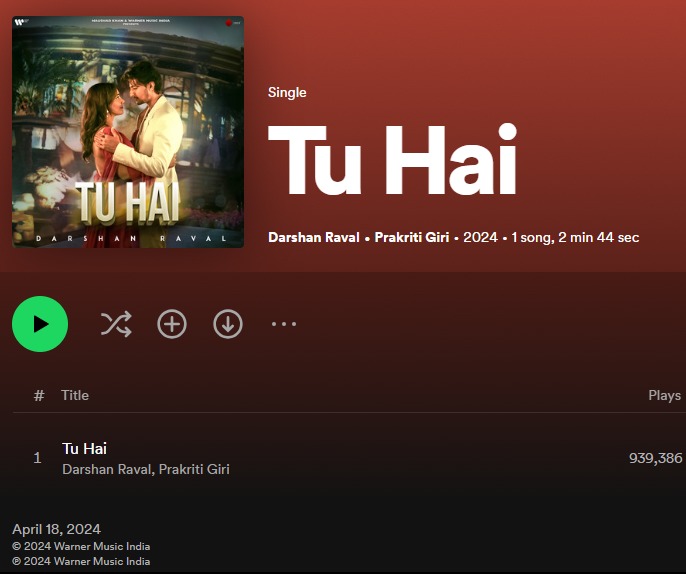 dzriddhi's tweet photo. bhai @DarshanRavalDZ kal tumhara 1 million & mera 1000 hojayega play count πππΆ
#tuhai #TuHaiWeek https://t.co/z0wsVmWhsE
