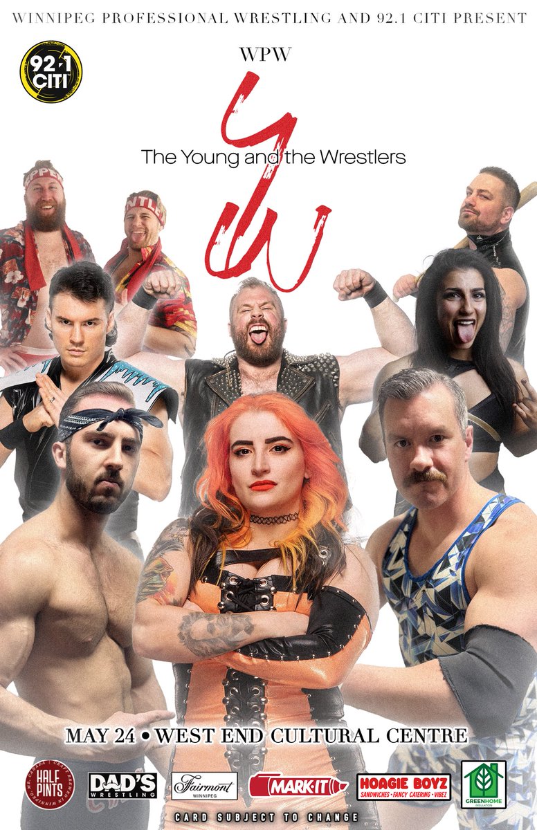 This ain’t your Grandma’s Rope Opera… WPW THE YOUNG & THE WRESTLERS 🗓️May 24 🏛️ West End Cultural Centre Featuring the WPW debut of “Speedball” Mike Bailey Tickets go on sale THIS FRIDAY at 7pm on Eventbrite