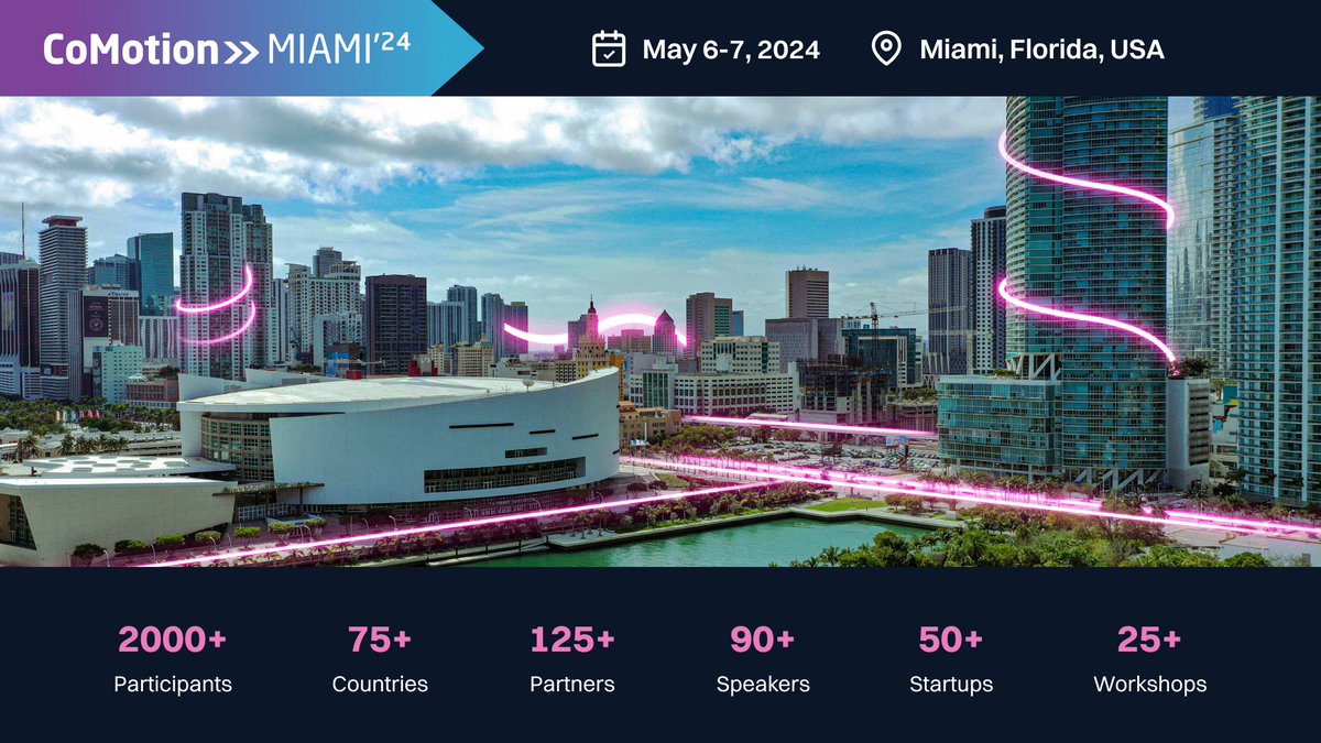 CoMotion MIAMI ‘24 kicks off next week! Last chance to register for two days of world-class pitches, keynotes, panels, workshops, demos, exhibitions, and after-hours gatherings. 🎟️ Get 25% off with our promo code 👉 events.bizzabo.com/491318?promo=C… @CoMotionNEWS #ComotionMIAMI