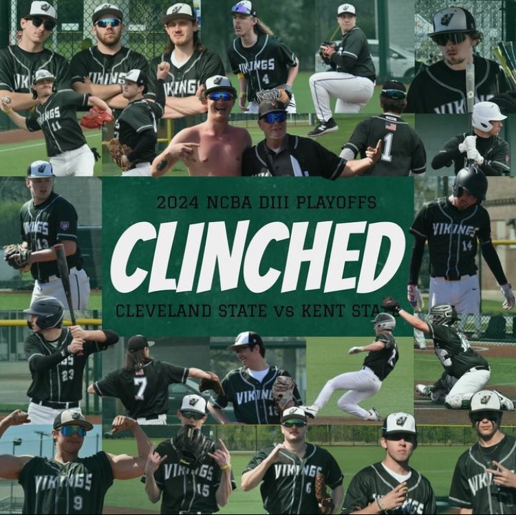 🚨2024 District III Regular Season Champions! 🚨

Home playoff series May 4-5 vs @Kentstateclubbb  @ League Park! 
Saturday DH @ 11 AM
Sunday @ 11 AM *if necessary*
#GoVikes #CleState #VikesUp #LoadUpLeaguePark