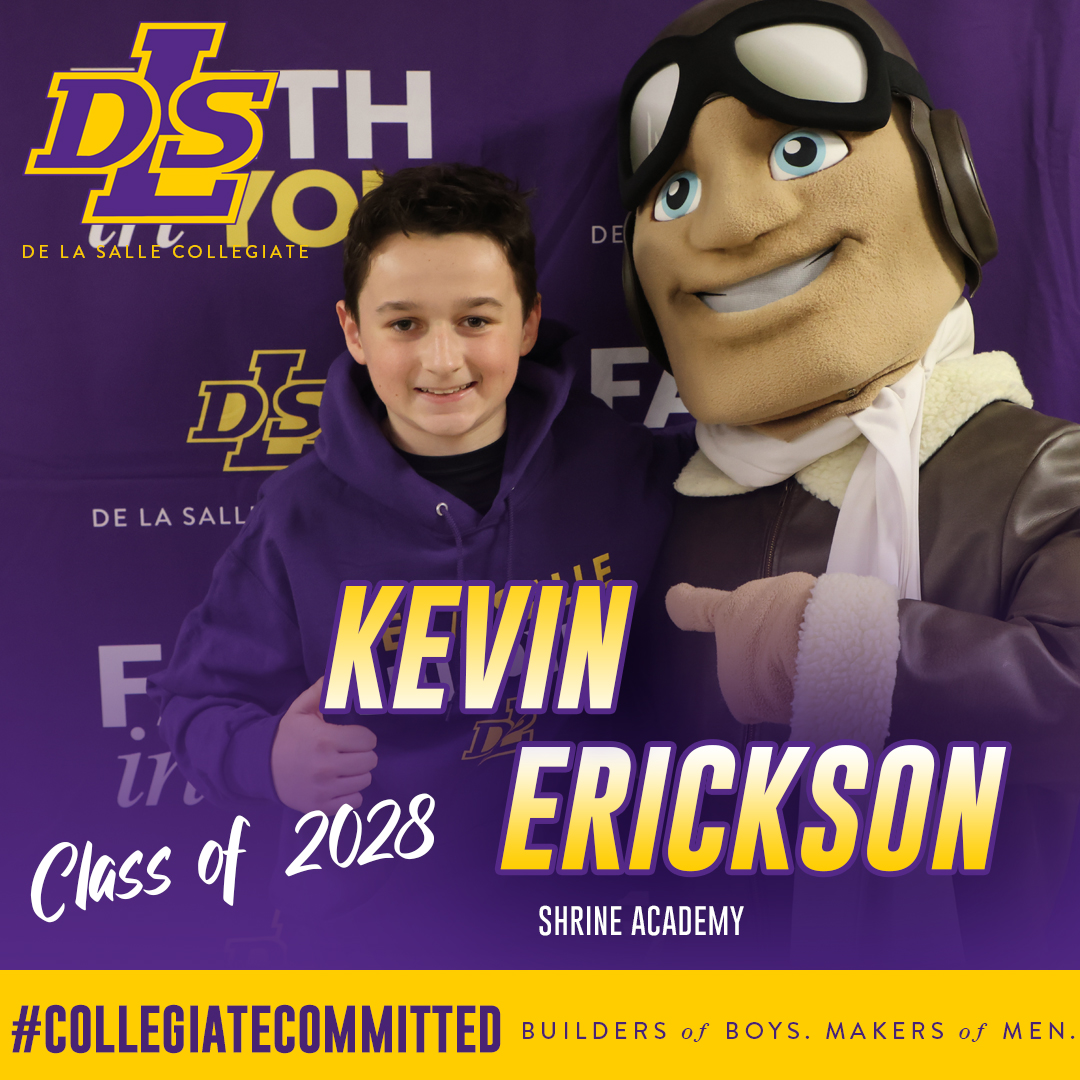 COLLEGIATE COMMITTED: We are excited to introduce Kevin Erickson as the latest member of the Class of 2028 to be #CollegiateCommitted. He is the brother of Liam Erickson, '28, and comes to us from Shrine Academy Welcome, Kevin! #PilotPride #classof2028 #LasallianEducation