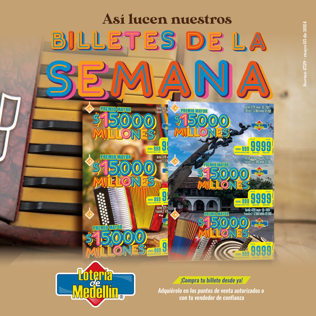 Siente la emoción del #FestivalVallenato con nuestros billetes de la semana. 💰🎉

¡$15.000 MILLONES para hacer realidad tus sueños!

Cómpralo y deja que la melodía de los millones suene en tu vida 🎶