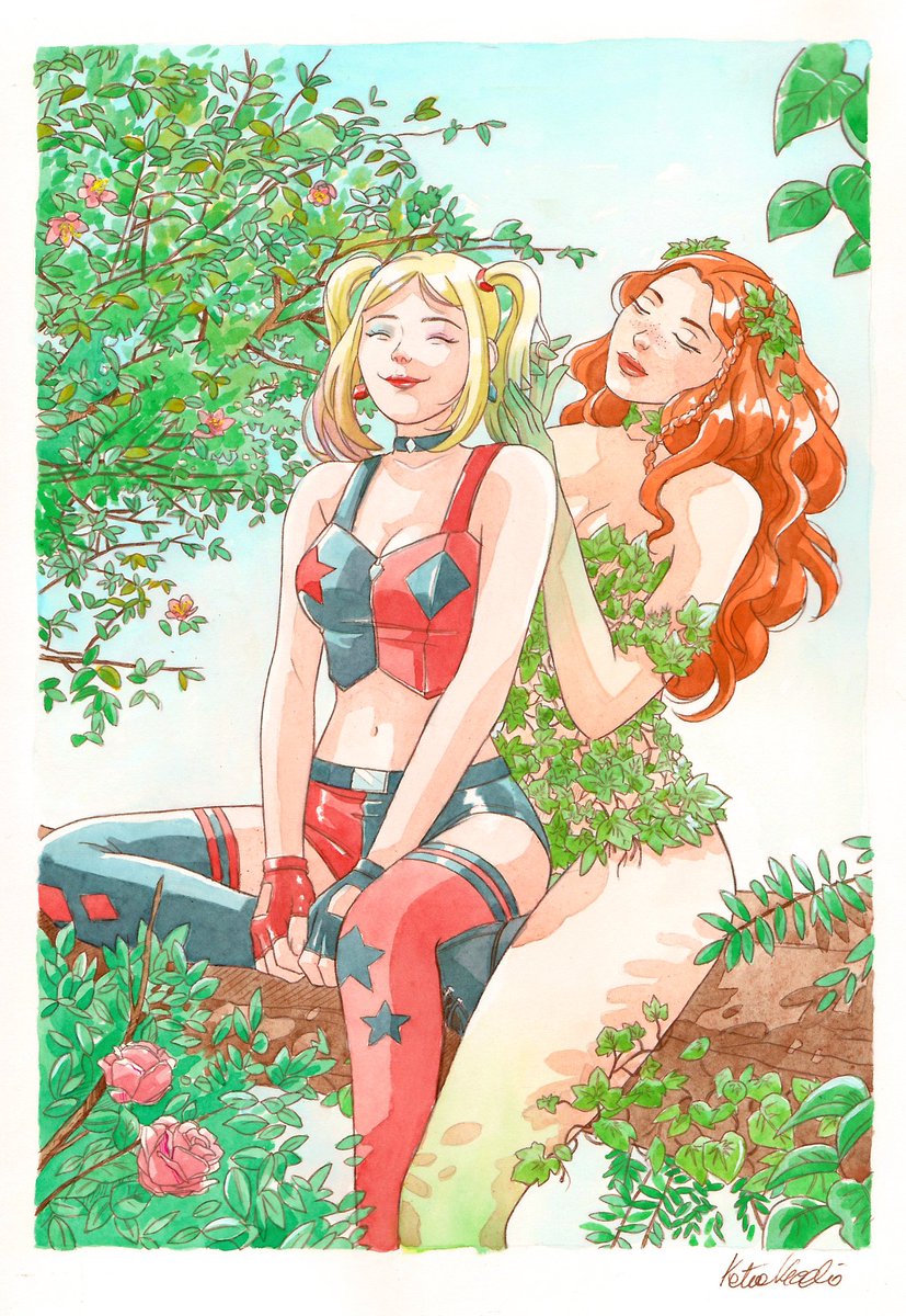 Harley and Ivy 🌿🌹 
#HarleyQuinn #PoisonIvy #watercolor